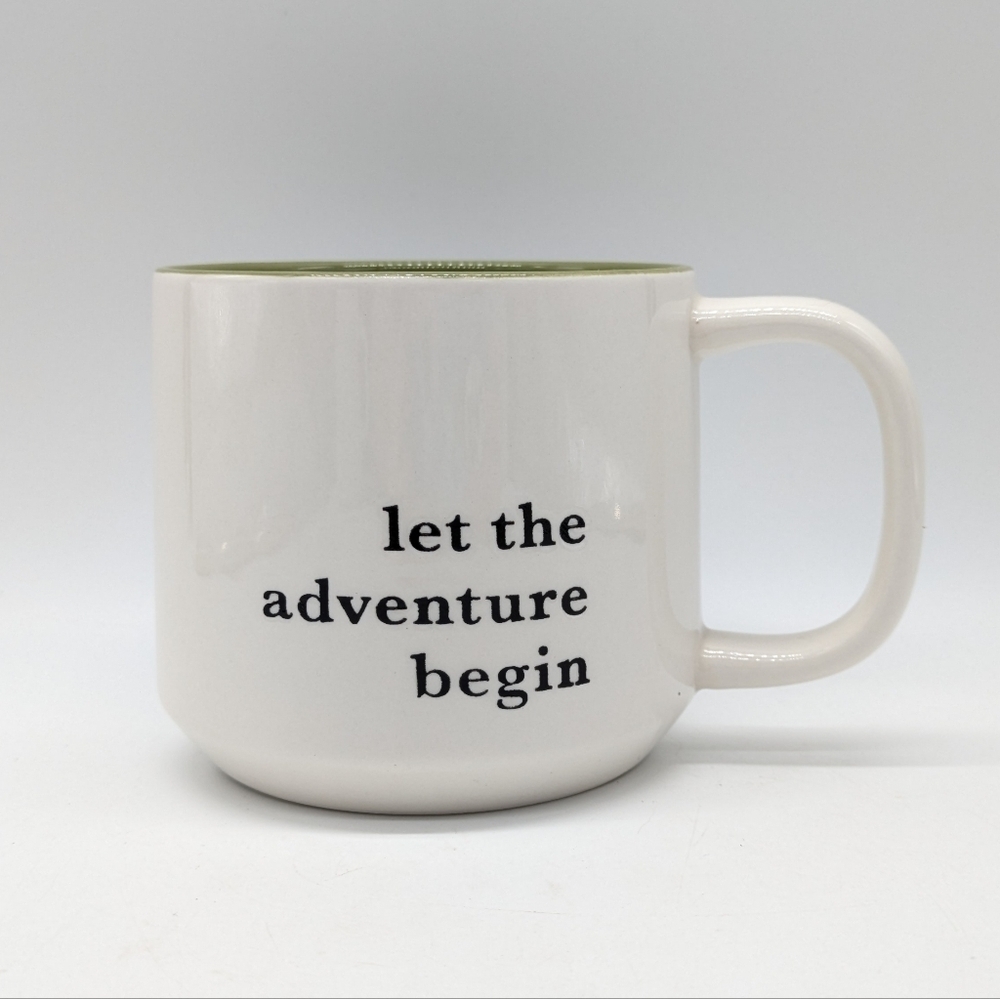 Threshold Let The Adventure Begin White Green Ceramic Coffee Mug
